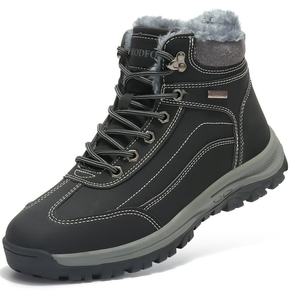 TSIODFO Winter Shoes for Men Cold Weather Snow Boots Waterproof Insulated Fur Warm Outdoor Hiking Ankle Boots Light Brown size 11