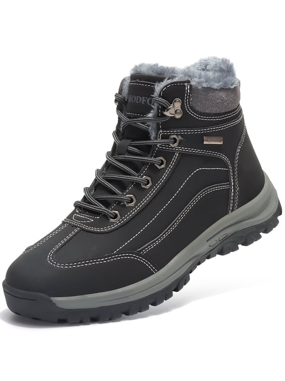 Winter Shoes for Men Cold Weather Snow Boots Waterproof Insulated Fur Warm Outdoor Hiking Ankle Boots Light Brown size 9