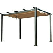 TSKER Aluminum Retractable Pergola with Sun Shade Patio Gazebo with Weather-Resistant Canopy for Backyard Deck Garden Grape Trellis Outdoor Pergol（Beige）