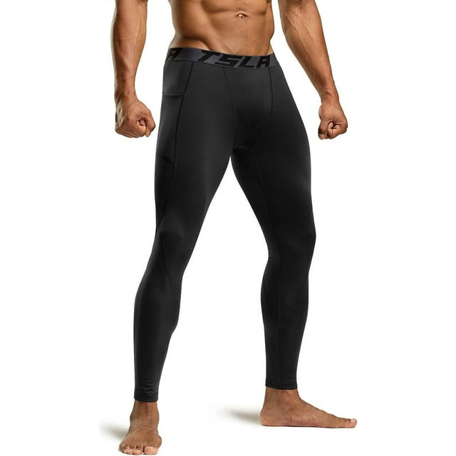 TSLA 1 or 2 Pack Men's Thermal Compression Pants, Athletic Sports