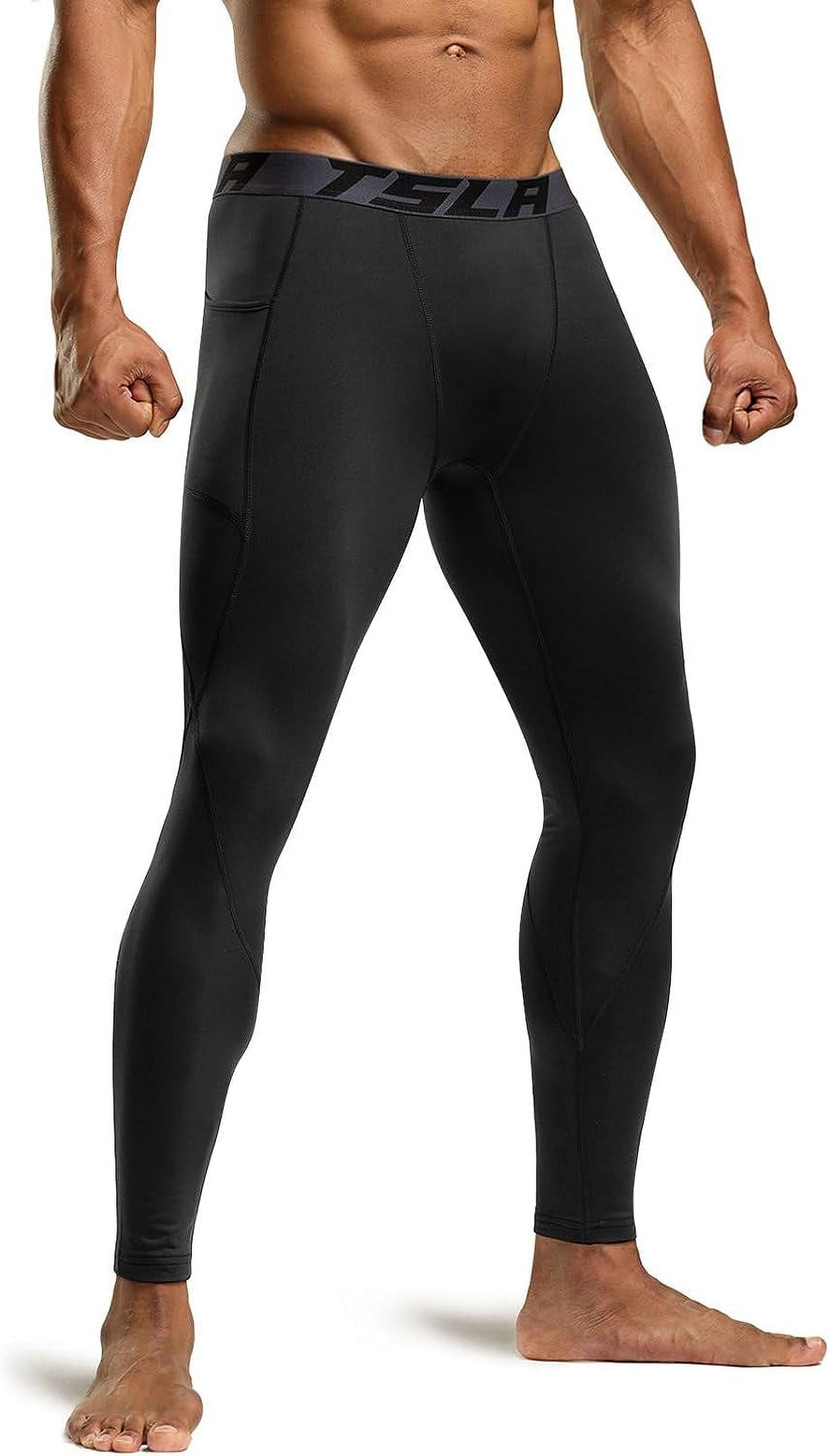 TSLA 1 or 2 Pack Men's Thermal Compression Pants, Athletic Sports
