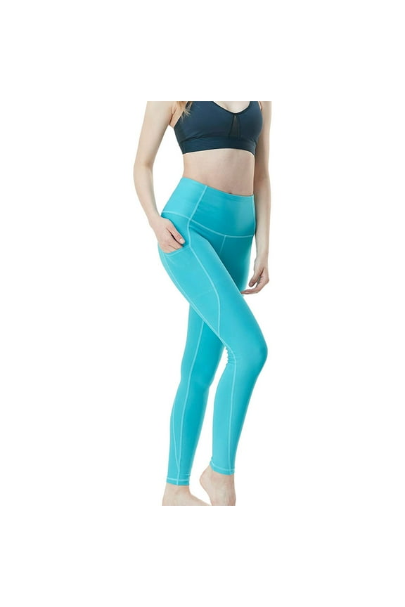 Tesla FYP54 Women's Tummy Control Yoga Pants - XS - Solid Aqua
