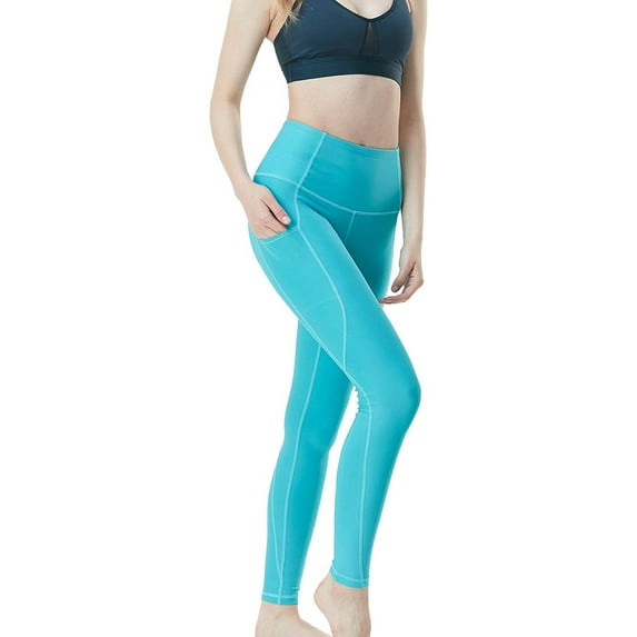 TSLA Tesla FYP54 Women's Tummy Control Yoga Pants - XS - Solid Aqua