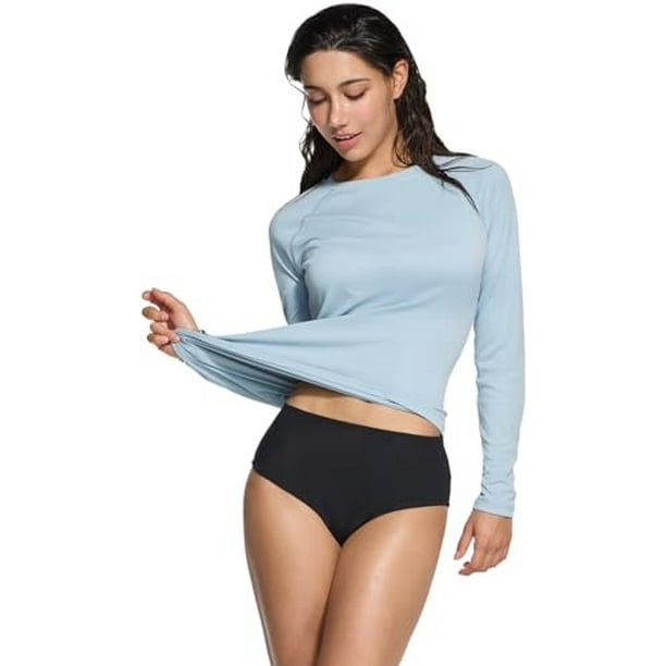 TSLA Women's UPF 50+ Long Sleeve Rash Guard Swim Shirts, UV Protection Sun Shirts, Regular-Fit Quick Dry Water Shirts, Sun Block Long Light Mint, Large