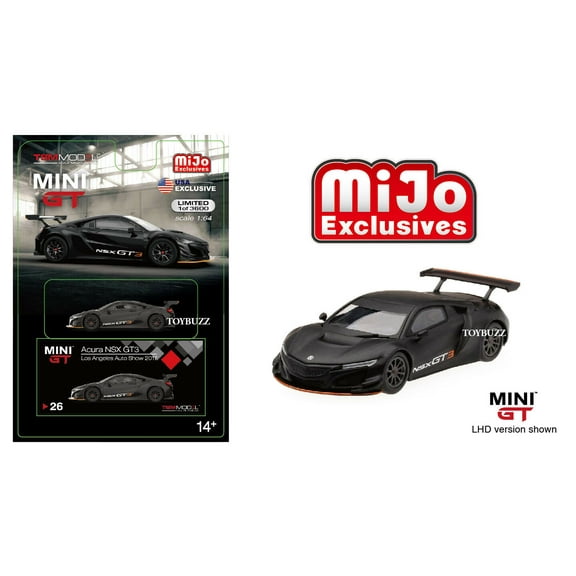 TSM Model Mini GT 1:64 Acura NSX GT3 (Matte Black) - 2017 LA Auto Show Diecast Model Car MGT00026