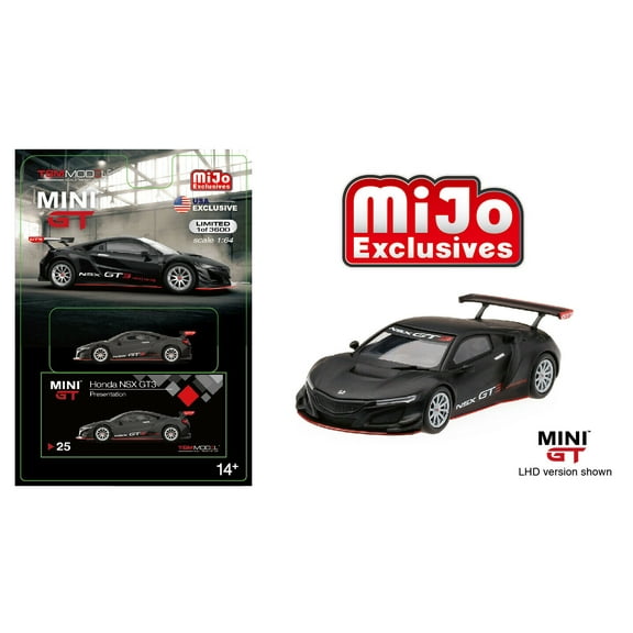 TSM Model Mini GT 1:64 Honda NSX GT3 (Matte Black) Presentation Diecast Model Car MGT00025