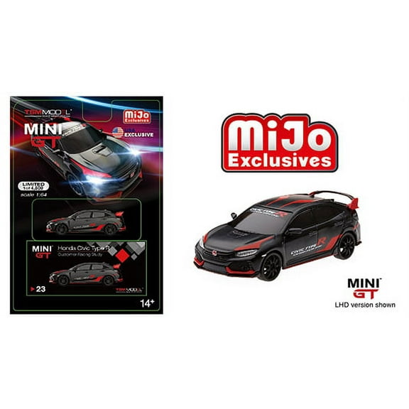 TSM Model Mini GT 2017 Honda Civic Type R (FK8) Customer Racing Study (Matte Black) 1/64 Diecast Model Car MGT00023