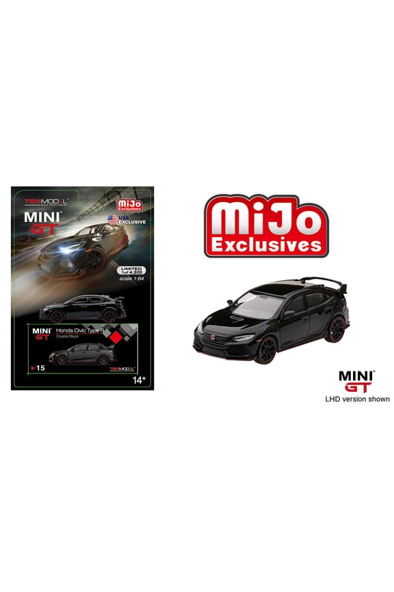 TSM Model Mini GT 2017 Honda Civic Type R FK8 (LHD)(Crystal Black) 1/64 Diecast Model Car MGT00015