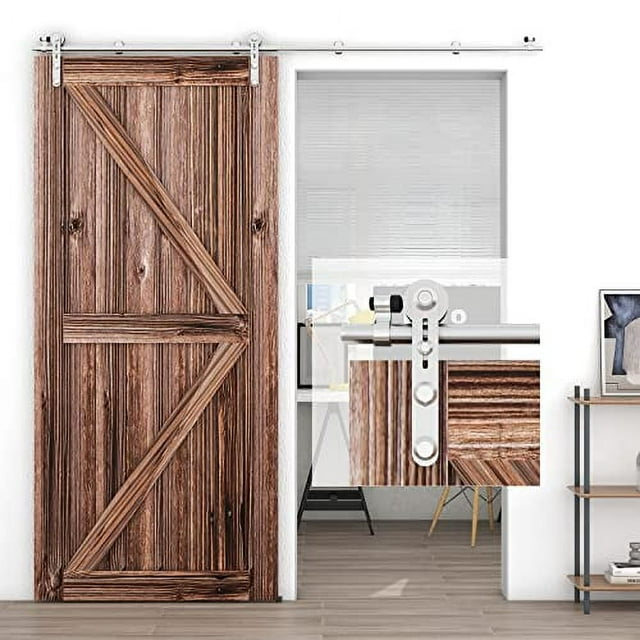 6FT Heavy Duty Barn Door Kit - Fits 36" Doors, Holds 330lbs (Black, Easy Install)