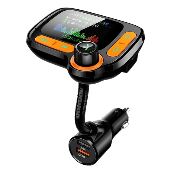 TSNAM Bluetooth FM Transmitter Car Adapter,Support Wireless Handsfree Call and MP3 Music/APP Audio Play,1.8" Color Screen,3 USB Charger,3.5mm AUX Port,Compatible with iPhone,iPad,Samsung and More
