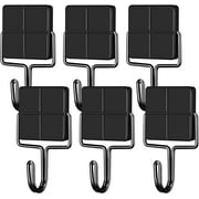 TSOMEI Black Magnetic Hooks, Strong Magnetic Hooks Heavy Duty, Neodymium Utility Hooks for Refrigerator, Kitchen, Door, Indoor Outdoor Hanging, 30Lbs Rare Earth Magnets with Hooks, 6pcs, Black