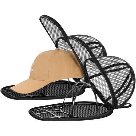 TSOMEI Hat Cleaner, Baseball Caps Hat Washer for Washing Machine, Foldable Washing Hat Cage Protector Holder for Flat & Curved Hats, Hat Rack /Organizer for Dishwasher, 2 Pack Black