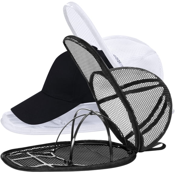 TSOMEI Hat Cleaner for Baseball Cap Foldable Hat Washer Rack for Washing Machines 2 Pcs Black+White