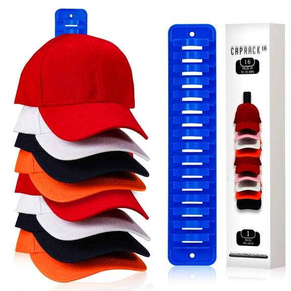TSOMEI Hat Organizer for Baseball Caps Hat Rack for Wall and Door Hat Storage Organizer 1 Pack Blue