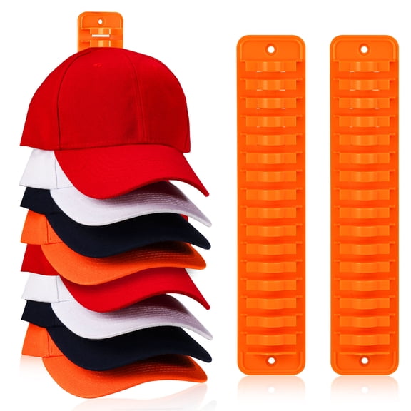 TSOMEI Hat Organizer for Baseball Caps Hat Rack for Wall and Door Space Saving 2 Pack Orange