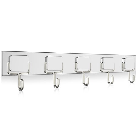 TSOMEI Magnetic Hooks Heavy Duty, Strong Magnet Hook with 5 Metal Hooks, Neodymium Magnet Coat Rack for Hanging Clothes Keys Hat Purse in Metal Door, Refrigerator, Silver