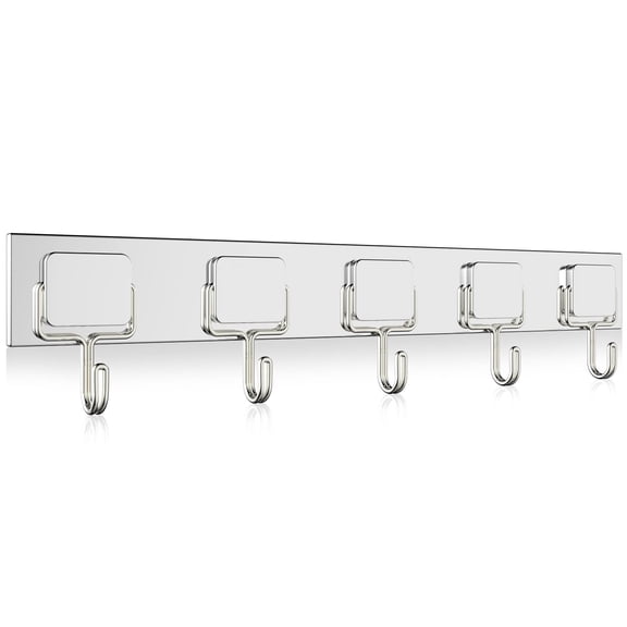 TSOMEI Magnetic Hooks Heavy Duty, Strong Magnet Hook with 5 Metal Hooks, Neodymium Magnet Coat Rack for Hanging Clothes Keys Hat Purse in Metal Door, Refrigerator, Silver