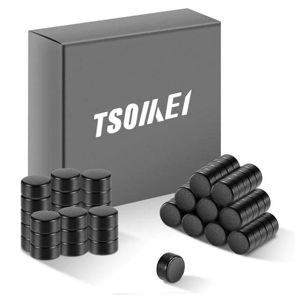 TSOMEI Round Magnets Small, Neodymium Disc Magnets, Rare Earth Magnets for Fridge, Whiteboard, Craft, Hobby and Office, Tiny Ceramic Magnets, 6x3mm 70pcs, Black