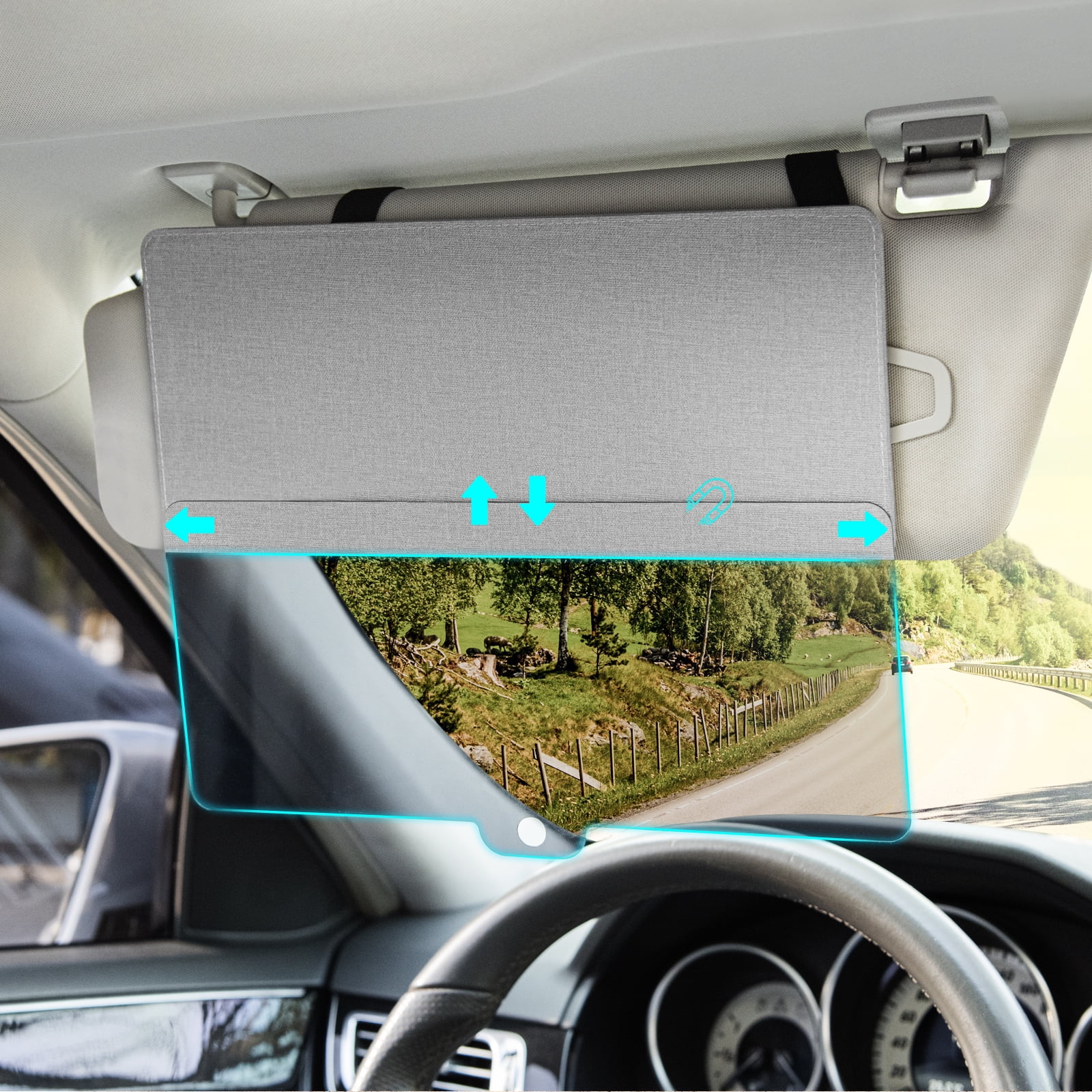 TSOMEI Sun Visor for Car Adjustable Extension Car Visor Sun Shade for Safe Driving Black