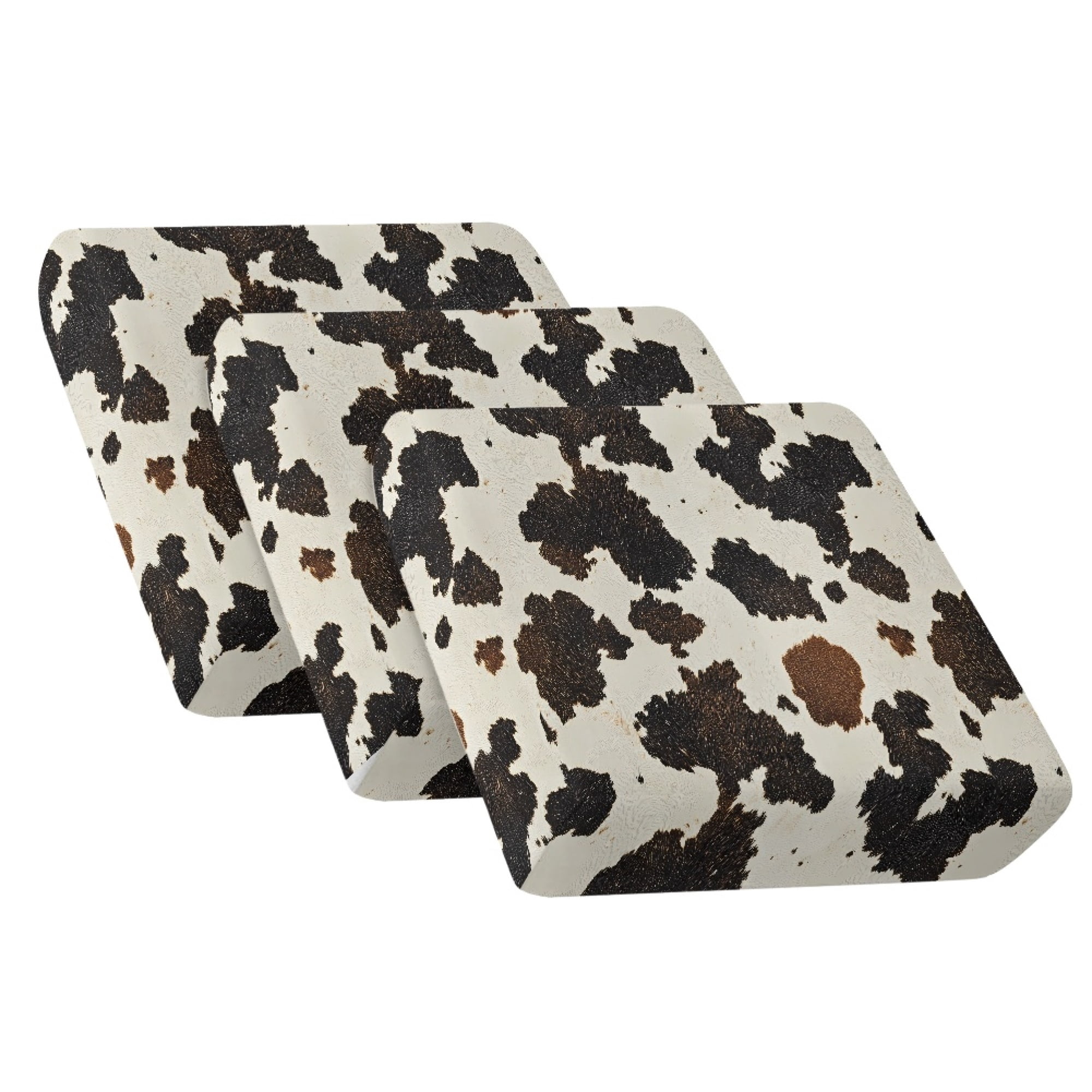 TSOVTHRID 3 Piece Couch Cushion Covers, Brown Beige Cow Pattern Stretch Sofa Seat Slipcovers for Pets, Furniture Protector for Armchair Loveseat Sofa with Elastic Band, 24x24 Inch