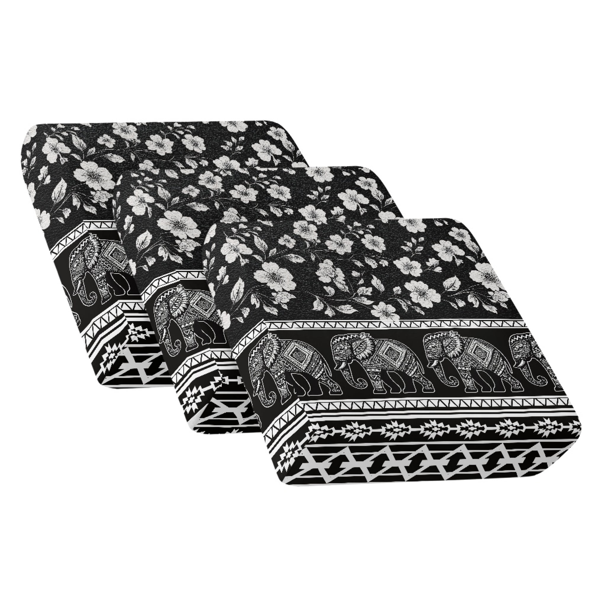 TSOVTHRID Aztec Elephant Floral Print Couch Cushion Covers for 3 Cushion Sofa Luxury Anti Slip Couch Cover 3 Pieces Stretch Furniture Protector for Dogs, Easy Install, 24x24 Inch