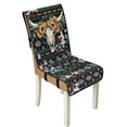 thumbnail image 1 of TSOVTHRID Aztec Tribal Cattle Skull Floral Print Quilted Dining Chair Slipcovers Stretchy Comfy Chair Seat Covers Washable Removable Seat Cushion Covers with Detachable Strap, Set of 1, 1 of 7