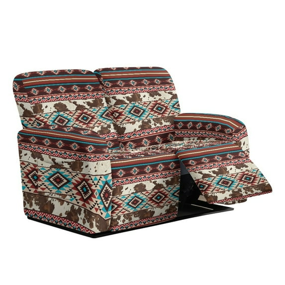 TSOVTHRID Aztec Tribal Cow Pattern Reclining Loveseat Slipcovers, 6-Piece Soft Stretch Sofa Cover, 2 Seat Washable Loveseat Recliner Covers for Dogs Cats