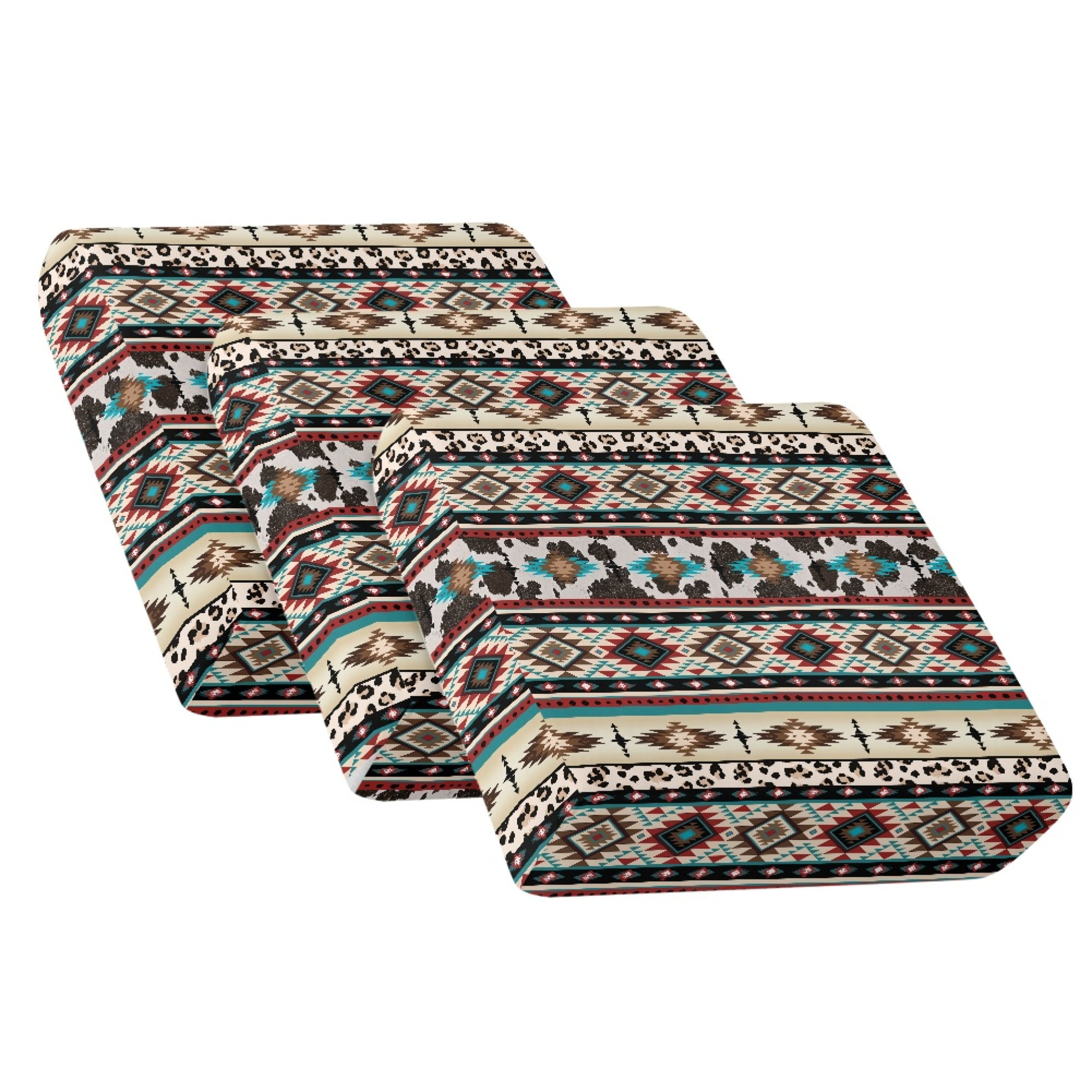 TSOVTHRID Aztec Tribal Cow Stripe Print Couch Cushion Cover Anti-Slip Cushion Couch Sofa Covers with Elastic Bottom Water Resistant Sofa Seat Slipcover Protector for Living Room, 24x24 Inch