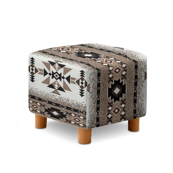 TSOVTHRID Aztec Tribal Geometric Print Ottoman Cover Square Slipcovers, Stretch Footrest Stool Cover for Ottoman Square, Soft Foot Stool Covers Protector with Nonslip Elastic Bottom