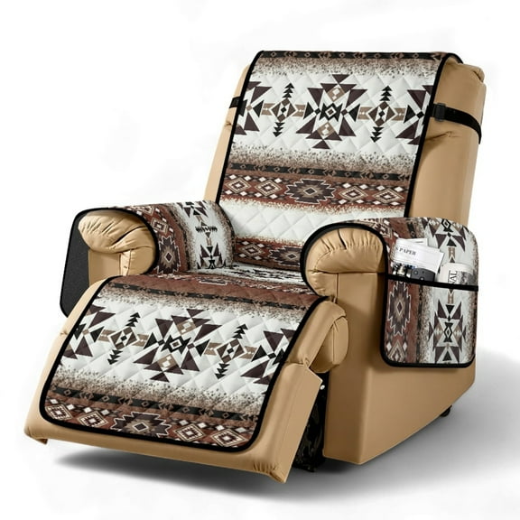 TSOVTHRID Aztec Tribal Geometric Print Recliner Chair Cover Non Slip Covers for Recliner Chairs with Pocket Washable Reclining Chair Cover Water Resistant Furniture Protector