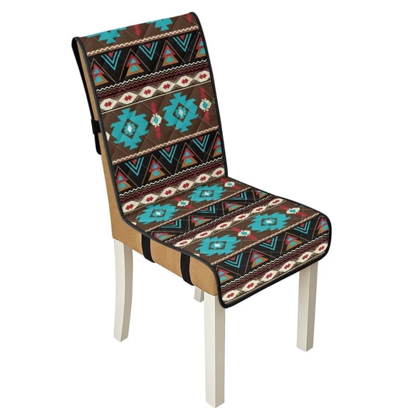 TSOVTHRID Aztec Tribal Geometric Stripe Print Dining Chair Covers Quilted Removable Upholstered Chair Slipcovers Stretch Scratch Resistant Anti-Slip Seat Cushion Slipcovers, Set of 1