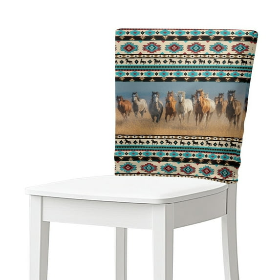 TSOVTHRID Aztec Tribal Horse Print Chair Back Protector Stretchable Dining Room Chair Cover Removable Soft Chairs Back Slipcovers Cover for Kitchen Hotel Party Decor, Set of 6