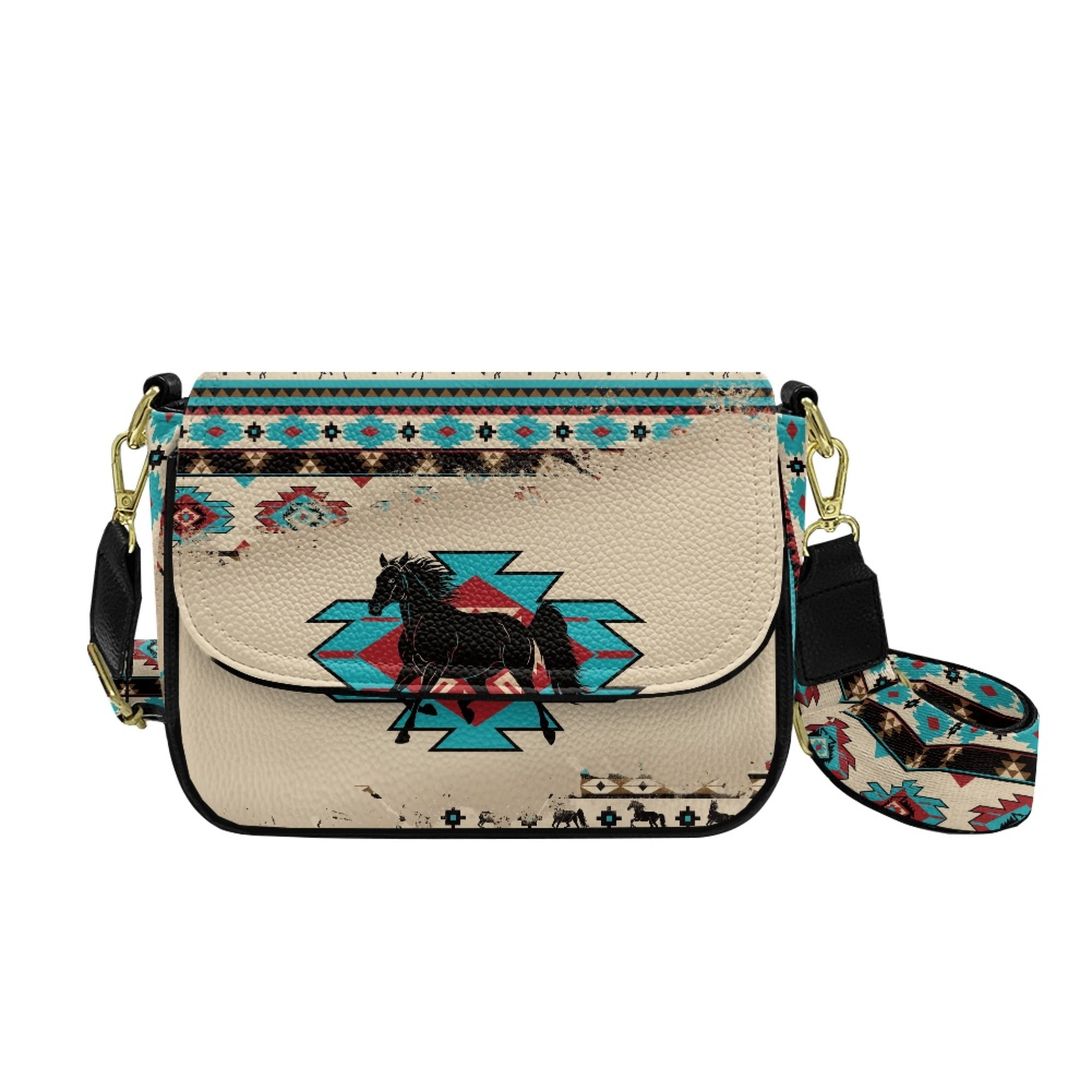 TSOVTHRID Aztec Tribal Horse Print Crossbody Purse for Women, PU Leather Cell Phone Purse, Trendy Crossbody Bags, Handbags Shoulder Bag for Travel Party