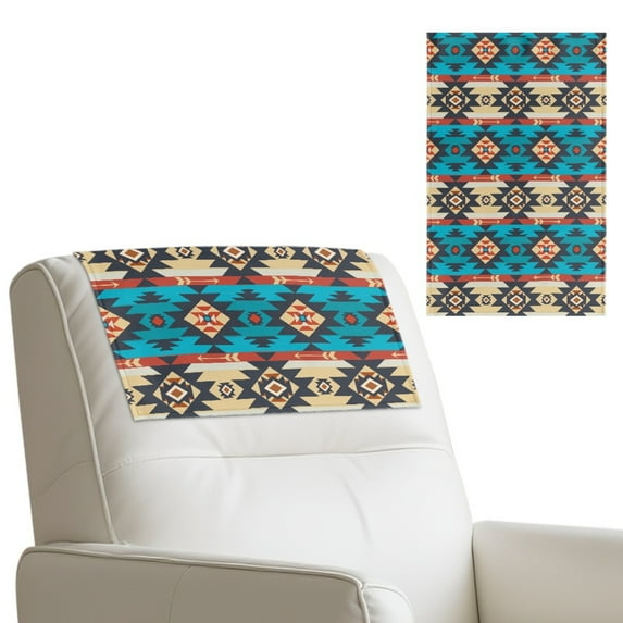 TSOVTHRID Aztec Tribal Print Non Slip Headrest Cover for Furniture Slipcovers,PU Leather Recliner Headrest Protector 17x27in Head Protector Cover for Sofa Home Office, 2 PCS