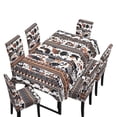 thumbnail image 1 of TSOVTHRID Aztec Tribal Stripe Cow Pattern 7 Pcs Tablecloth and Chair Covers Set, Stretchable Washable Spandex Table Cover with Elastic Dining Chair Slipcovers for Home Banquet Party, 1 of 6