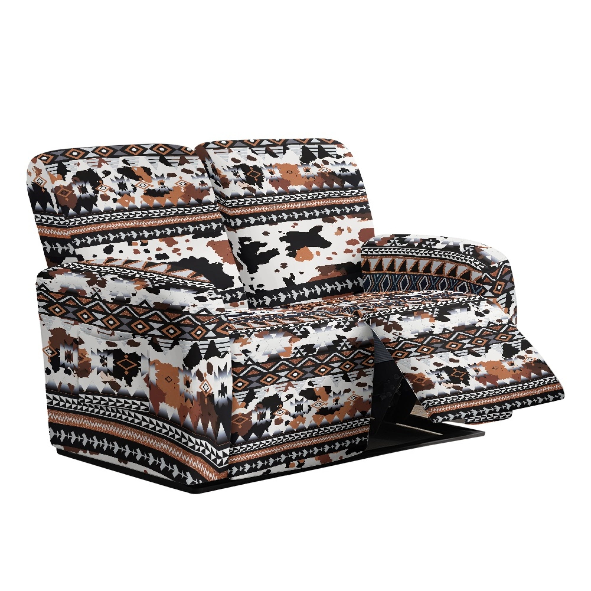 TSOVTHRID Aztec Tribal Stripe Cow Pattern Print Loveseat Recliner Slipcover 6-Piece Stretch Recliner Sofa Cover with Side Pocket Couch Furniture Protector for Dogs