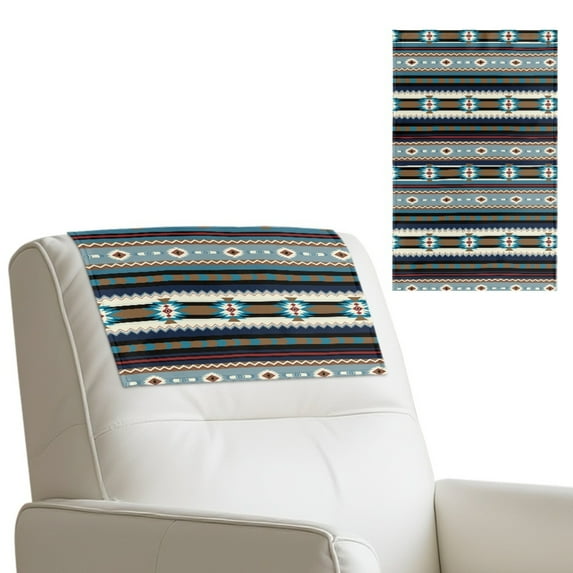 TSOVTHRID Aztec Tribal Stripe Print Recliner Headrest Cover PU Leather Sofa Headrest Protector Non Slip Couch Head Rest Covers for Recline Chair,Furniture,Living Room,17x27in, 2 Pieces