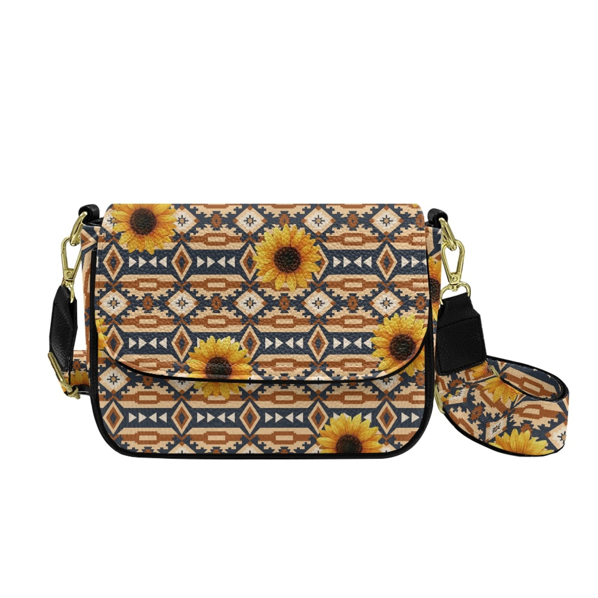 TSOVTHRID Aztec Tribal Sunflower Print Crossbody Bags for Women, PU Leather Cross Body Purses, Trendy Handbags Shoulder Bag with Adjustable Strap