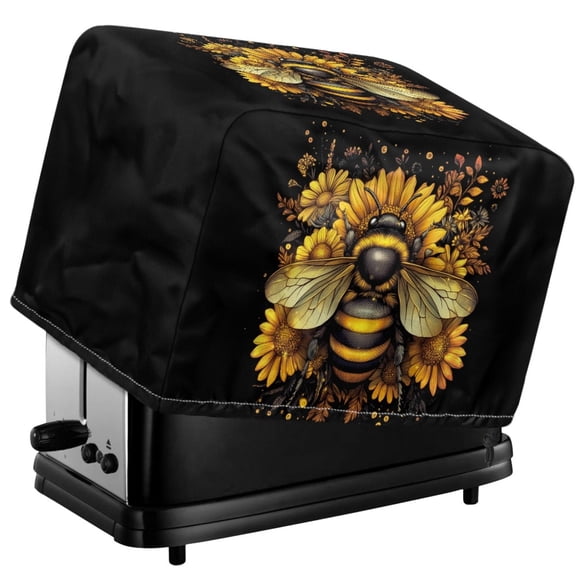 TSOVTHRID Bee Sunflower Print Toaster Dust Cover for 4 Slice Anti-scratch Kitchen Bakeware Protector Heat-Resistant Microwave Oven Dust Protector