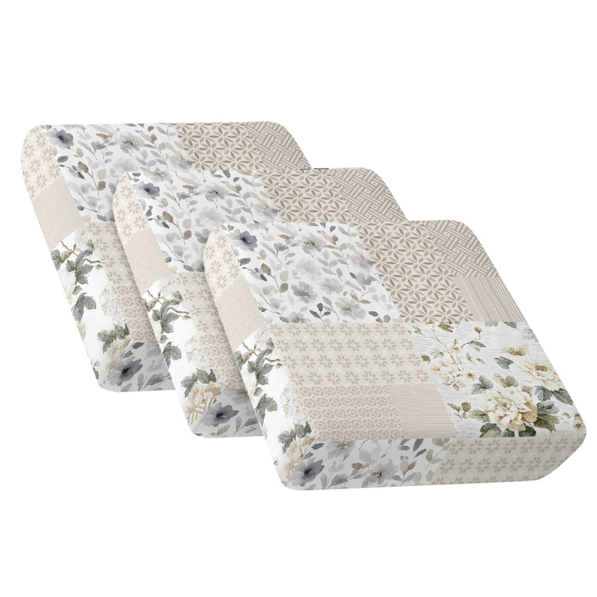 TSOVTHRID Beige Flower Patchwork Print Couch Cushion Covers, Soft Cushion Couch Sofa Slipcovers Anti Slip Sofa Seat Covers Washable Furniture Protector for Living Room Decoration, 24x24 Inch