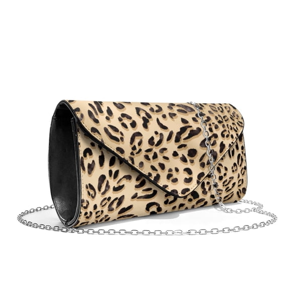 TSOVTHRID Beige Leopard Print Clutch Purses for Women Ladies Party Handbag Lightweight Leather Shoulder Bag for Formal Wedding Cocktail Prom with Chain Strap