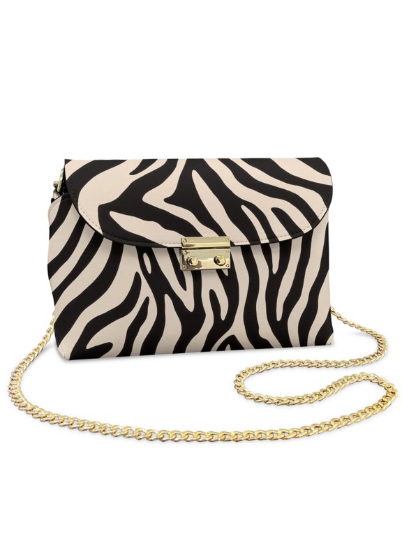 Beige Zebra Stripe Print Small Crossbody Bags for Women, Leather Cell Phone Purse, Crossover Shoulder Bag, Crossbody Travel Purse with Detachable Strap