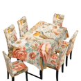 thumbnail image 1 of TSOVTHRID Bird Peony Rose Flower Print 7 Pcs Table Cloth with Chair Covers Set Easy-Clean Elastic Rectangle Tablecloth with Seat Slipcover Set for Home Restaurant Hotel Decor, 1 of 6