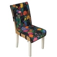 thumbnail image 1 of TSOVTHRID Black Cat Colorful Floral Print Quilted Dining Chair Cushion Covers Stretchy Comfy Seat Cushion Slipcovers Removable Armless Chair Covers with Detachable Strap, Set of 4, 1 of 7