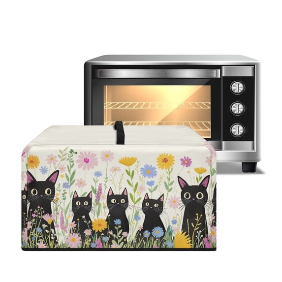 TSOVTHRID Black Cat Daisy Floral Print Toaster Oven Cover Dust-Proof Microwave Oven Cloth Cover with Handle Kitchen Machine Covers Case Protections Protector, 18.25"W x 14.5"D x 11"H, S