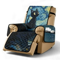 TSOVTHRID Black Cat Starry Night Print Recliner Chair Covers Recliner Slipcover Non-Slip Dog Chair Cover Washable Lazy Boy Recliner Cover Furniture Protector with Elastic Strap