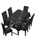 thumbnail image 1 of TSOVTHRID Black Marble Texture Print Tablecloth with Chair Covers Set of 7, Removable Rectangle Table Cloth Seat Slipcover Dining Chair Protector for Home Kitchen Holiday Decor, 1 of 6