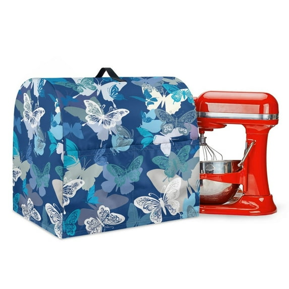 TSOVTHRID Blue Butterfly Pattern Mixer Cover Waterproof Cover for Kitchen Aid Mixer Multipurpose Dust Cover Compatible with 4.5-5 Quart Stand Mixer Kitchen Accessories Decoration,S