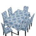 thumbnail image 1 of TSOVTHRID Blue Floral Plaid Print Dining Chair Seat Covers Set of 7 PCS Includes Dining Chair Covers with Tablecloths, Washable Table Cloth Scratch-Resistant Seat Protector for Party Decoration, 1 of 6