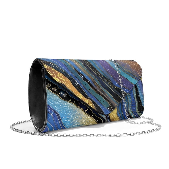 TSOVTHRID Blue Gold Marble Texture Clutch Purses for Women Ladies Clutch Handbags Elegant Wedding Bag Gifts for Women Leather Purse with Detachable Chain Strap